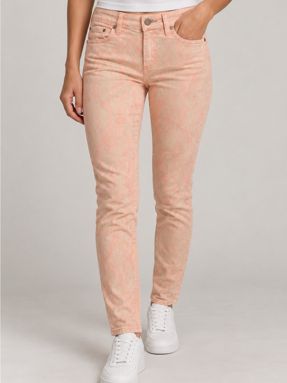 PAIGE Womens Pink/Beige Light Wash Mid Rise Skinny Denim Jeans Size 26